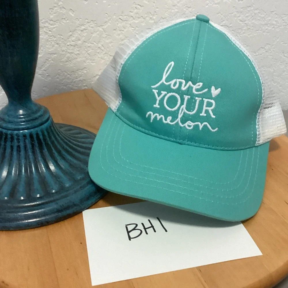 Love Your Melon Trucker Hat‎ Women OSFA Aqua Teal White Mesh Back Snapback USA